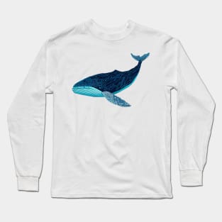 Whale Blue Neon Glow Artistic Long Sleeve T-Shirt